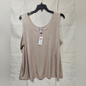 Travelers By Chico's Elegant Gold Liquid Shimmer Sleeveless Top Size 4